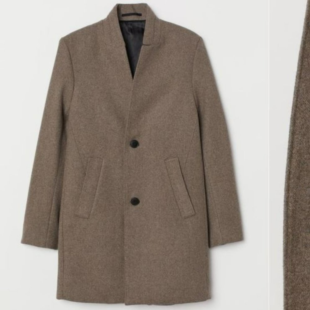Men's Beige Wool-blend Spring / Fall Coat